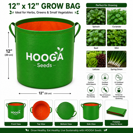 12x12 HDPE Grow Bag for Terrace and Kitchen Gardening | Hooga Seeds