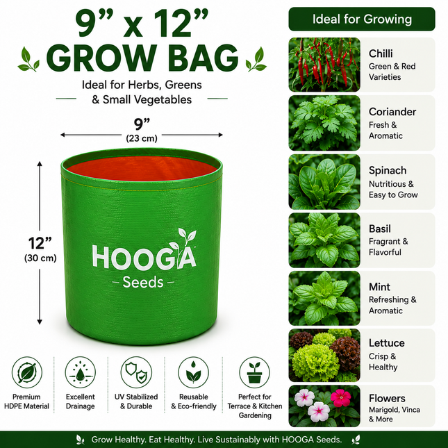 9x12 HDPE Grow Bag for Vegetables &amp; Herbs | Hooga Seeds
