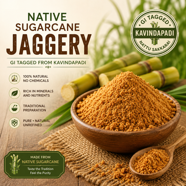 GI Tagged Kavindapadi Organic Native Sugarcane Jaggery