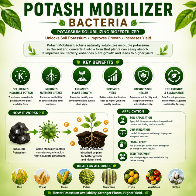 Potash Mobilizer Bacteria 1 Litre | KSB Biofertilizer | HOOGA Seeds