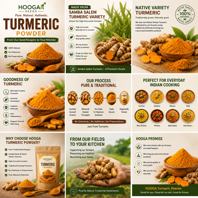 Buy Organic Salem Turmeric Powder Online | Pure Haldi Powder | HOOGA Seeds