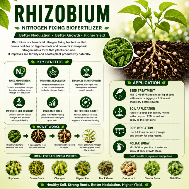 Rhizobium 1 Litre | Nitrogen-Fixing Biofertilizer for plants | HOOGA Seeds
