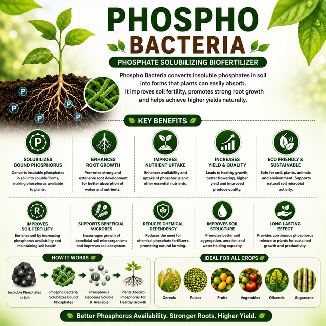Phospho Bacteria 1 Litre | Phosphate Solubilizing Biofertilizer | HOOGA Seeds