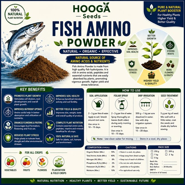 Fish Amino Powder | Organic Fish Fertilizer for Plants | HOOGA Seeds