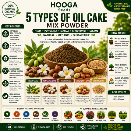 5-in-1 Oil Cake Mix Fertiliser | Neem, Pongamia, Mahua, Groundnut and Sesame | HOOGA Seeds