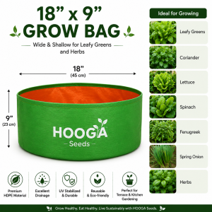 18x9 HDPE Grow Bag for Leafy Greens & Kitchen Gardens | Hooga Seeds