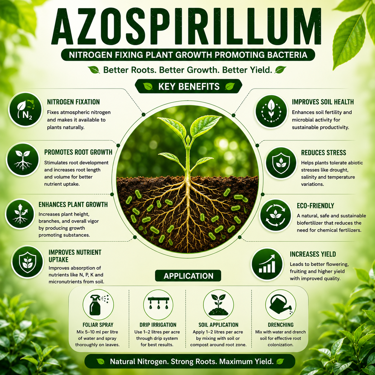 Azospirillum 1 Litre | Nitrogen-Fixing Biofertilizer for Plants | HOOGA Seeds