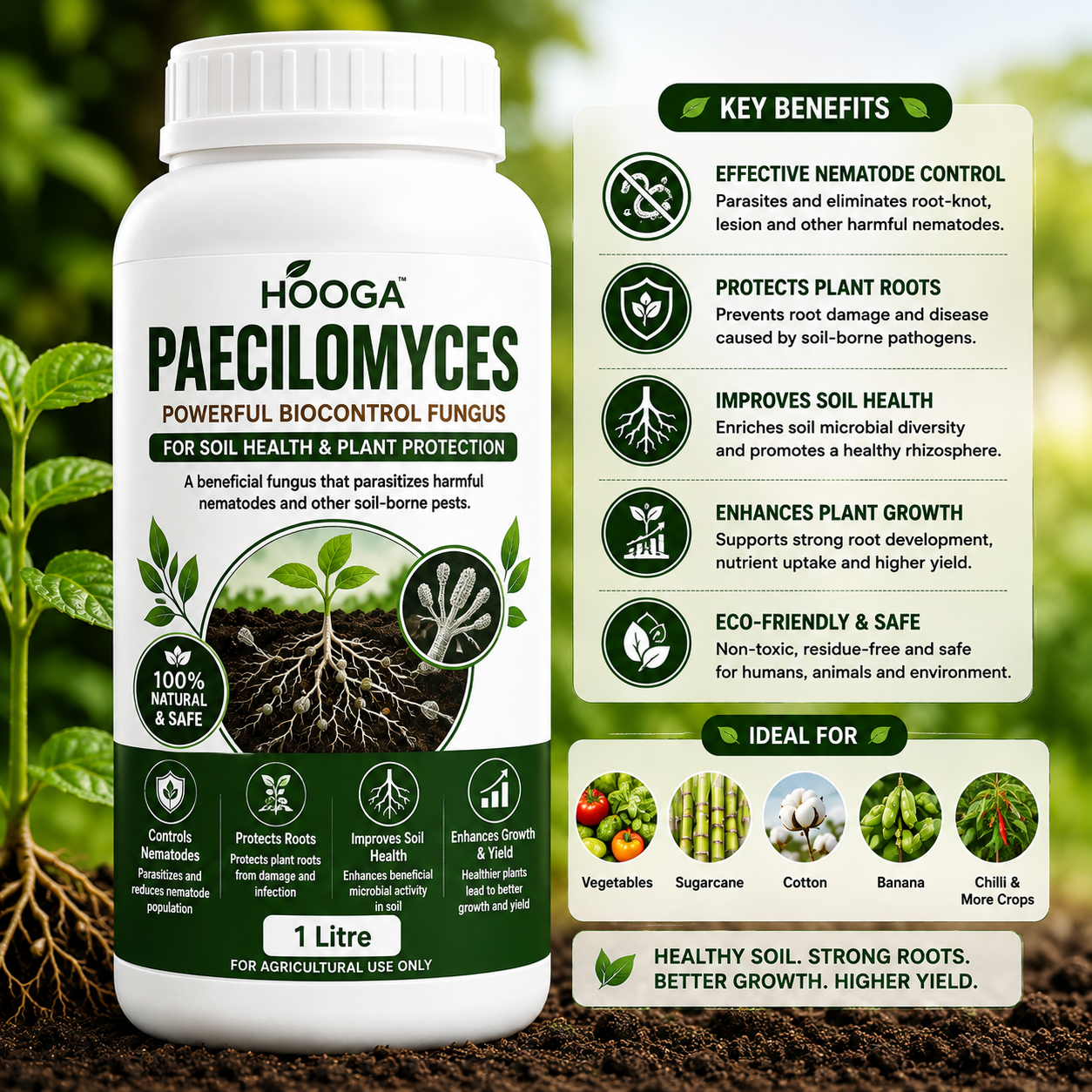 Paecilomyces 1 Litre | Bio-Nematicide for Root-Knot Nematodes | HOOGA Seeds